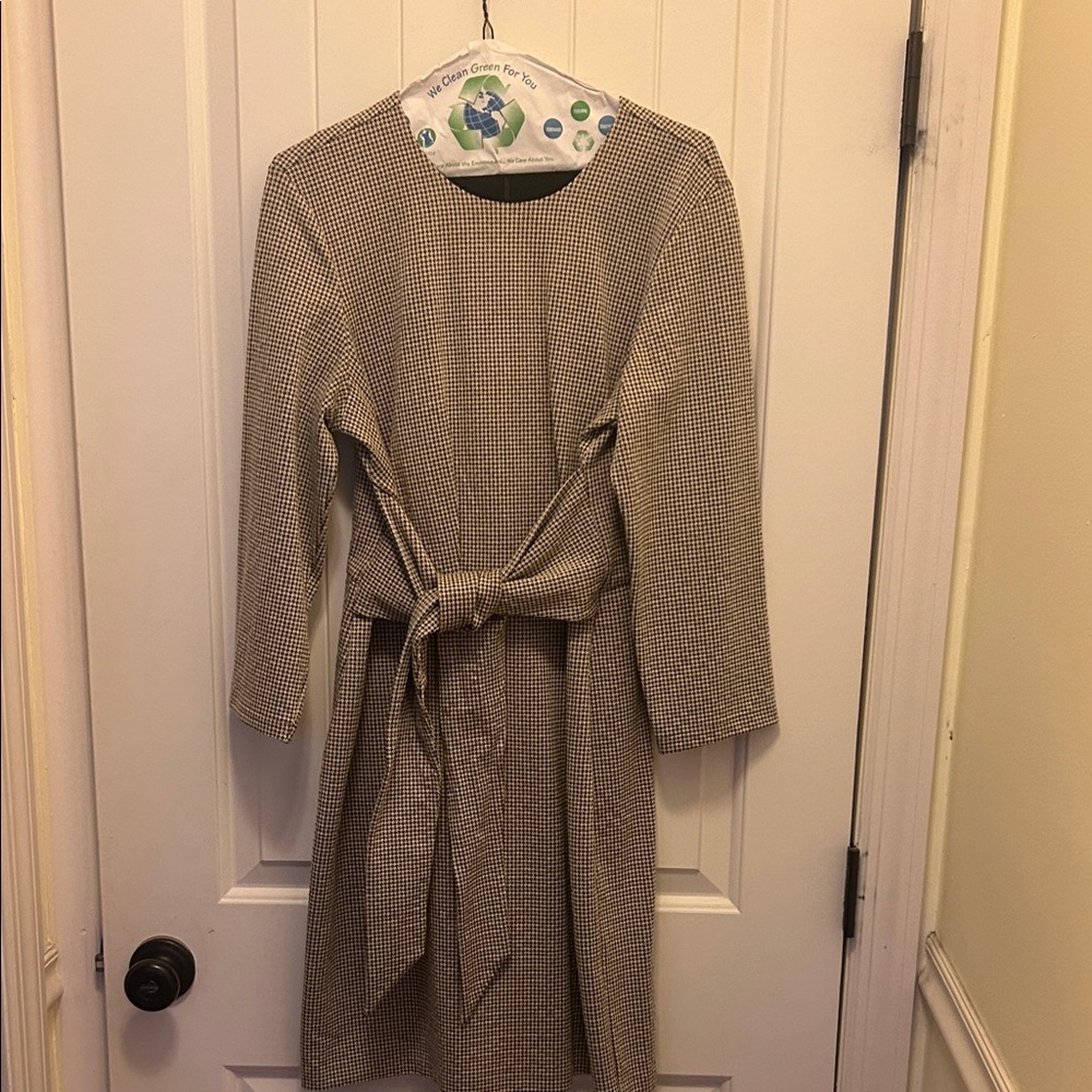 Elegant Tan Dress with Belt